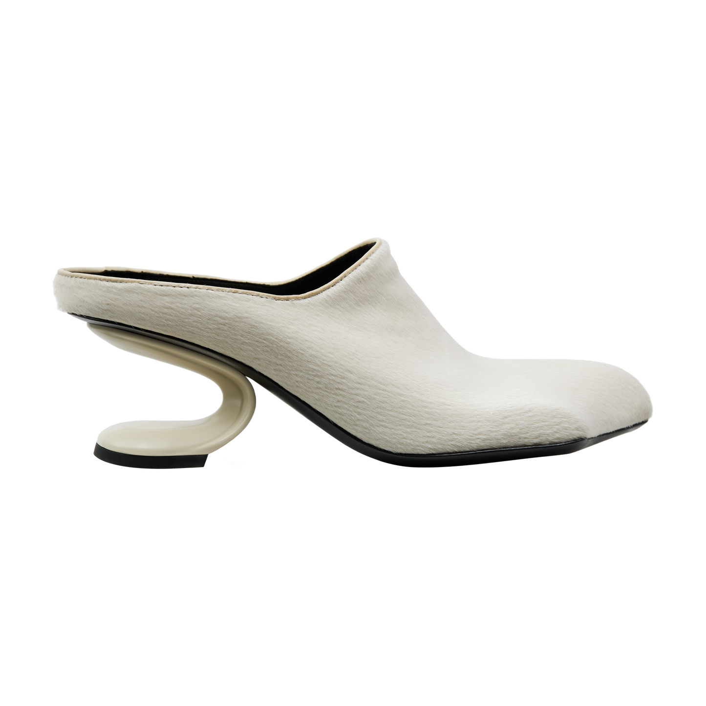 DRAGO MULES WHITE UNSHAVED COWSKIN