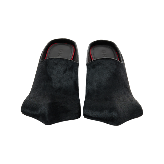 DRAGO MULES BLACK UNSHAVED COWSKIN