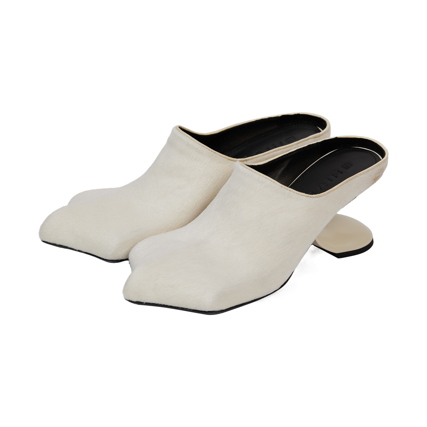 DRAGO MULES WHITE UNSHAVED COWSKIN