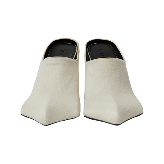 DRAGO MULES WHITE UNSHAVED COWSKIN