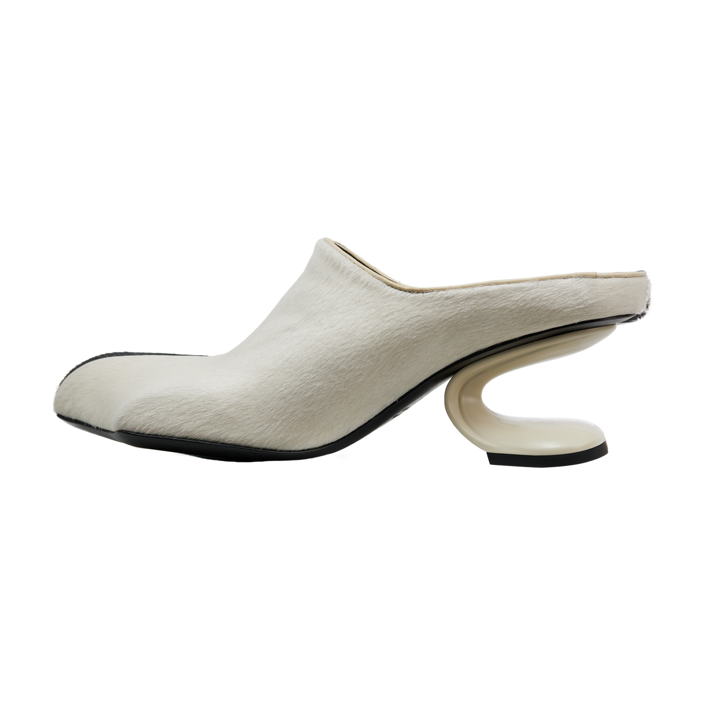 DRAGO MULES WHITE UNSHAVED COWSKIN